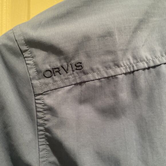 Orvis Shirt Men Medium Blue Fishing Outdoors Vented Button Up Long Sleeve - Picture 6 of 10